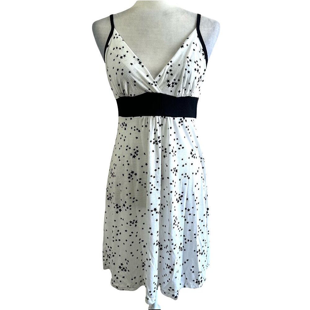 Wet Seal Vtg 2000s Y2K White/Black Star Print Dress